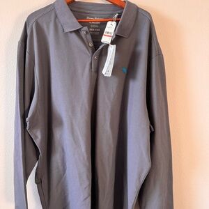 Tommy Bahama Island Zone Long Sleeve Polo, Gray, Size 3XLB